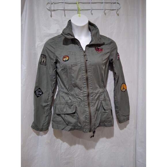 Collection Jackets & Blazers - Ashley Jacket Womens M Olive Green Utility Collection Military Full Zip Patches